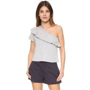 Club Monaco one shoulder ruffle top